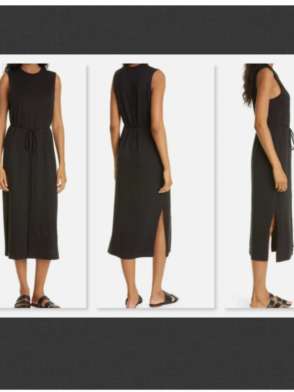 VINCE Sleeveless Sleeveless Pima Cotton Midi Tank Dress in Black Size XS
